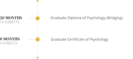 A timeline graphic showing pathways for psychology qualifications.