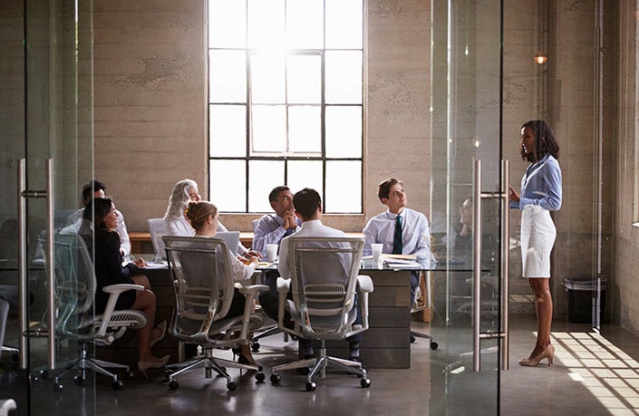 A meeting in an office