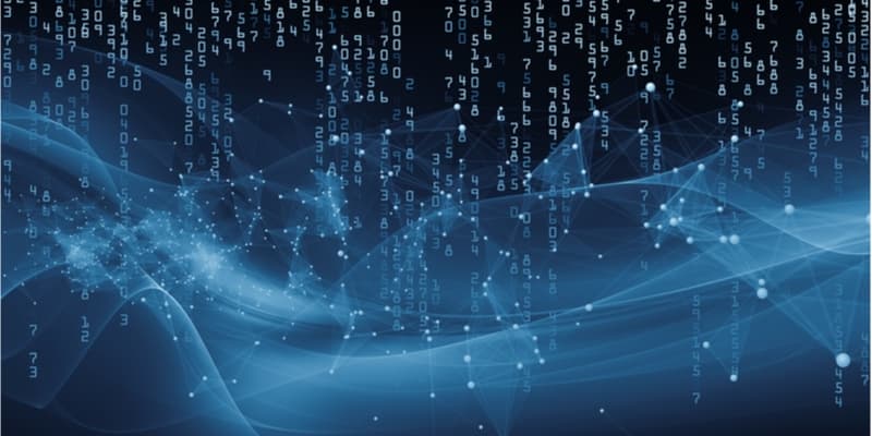 Information Tide series. Arrangement of fractal wave, network structure and numbers on the subject of digital business, science, communications and technology 